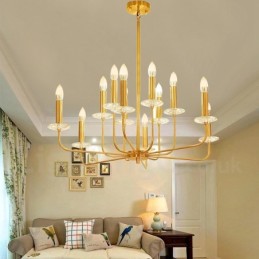 12 Ľahký retro rustikálny luxusný mosadzný závesný lampový luster