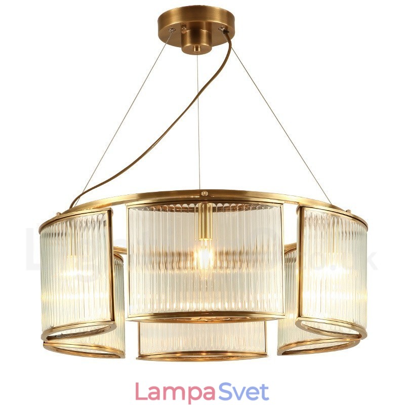 6 Ľahký retro rustikálny luxusný mosadzný závesný luster so skleneným tienidlom