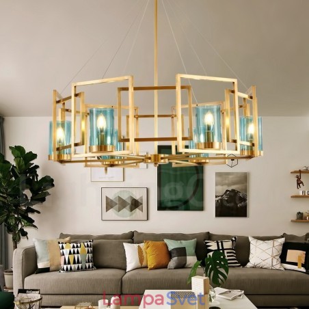 6 Ľahký retro rustikálny luxusný mosadzný závesný lampový luster so skleneným tienidlom 6 Ľahký retro rustikálny luxusný mosadzný závesný lampový luster so skleneným tienidlom