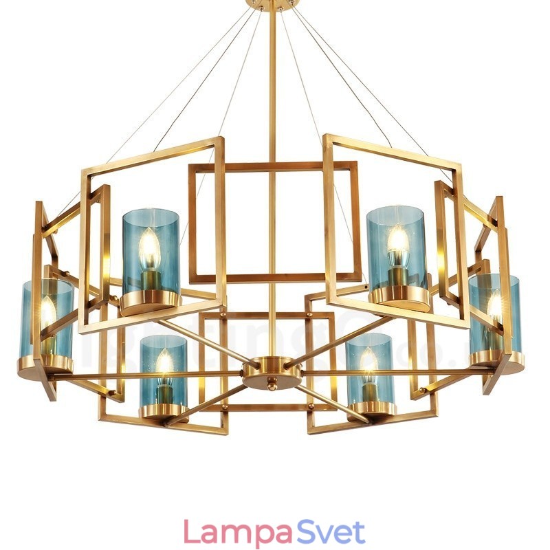 6 Ľahký retro rustikálny luxusný mosadzný závesný lampový luster so skleneným tienidlom