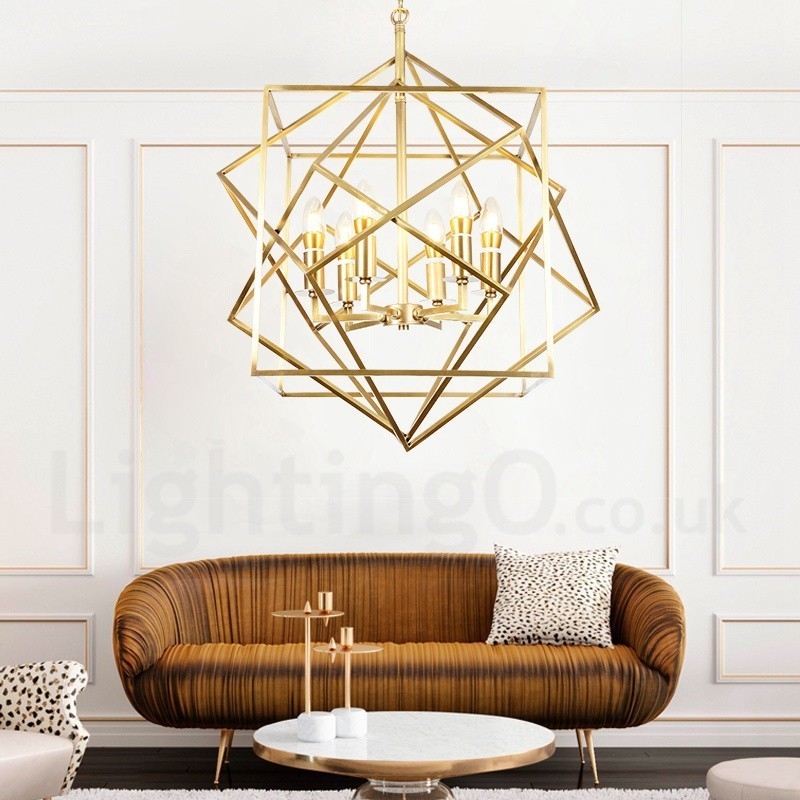 6 Ľahký retro rustikálny luxusný mosadzný závesný lampový luster