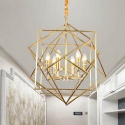 6 Ľahký retro rustikálny luxusný mosadzný závesný lampový luster