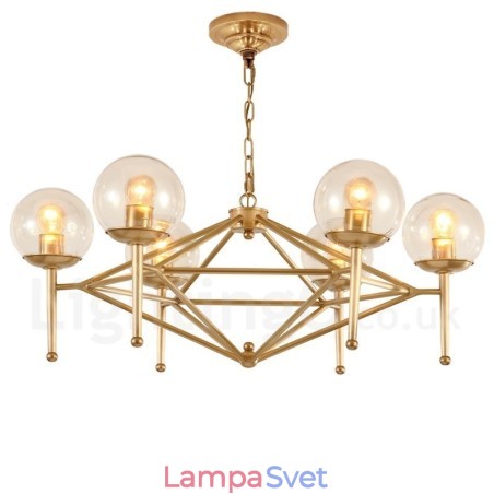 6 Ľahký retro rustikálny luxusný mosadzný závesný luster so skleneným tienidlom 6 Ľahký retro rustikálny luxusný mosadzný závesný luster so skleneným tienidlom