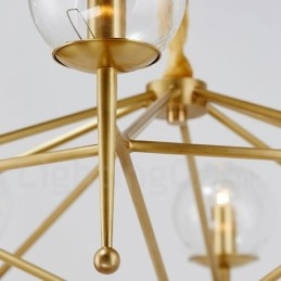 6 Ľahký retro rustikálny luxusný mosadzný závesný luster so skleneným tienidlom