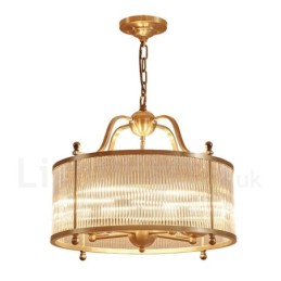 5 Ľahký retro rustikálny luxusný mosadzný závesný lampový luster so skleneným tienidlom