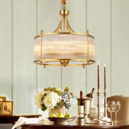 5 Ľahký retro rustikálny luxusný mosadzný závesný lampový luster so skleneným tienidlom