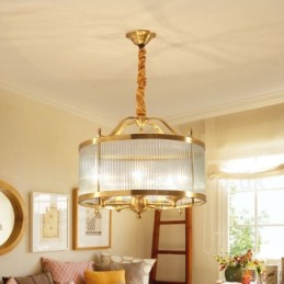 5 Ľahký retro rustikálny luxusný mosadzný závesný lampový luster so skleneným tienidlom