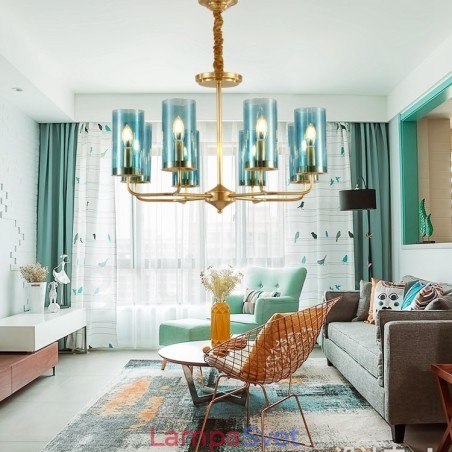 8 Ľahký retro rustikálny luxusný mosadzný závesný lampový luster so skleneným tienidlom 8 Ľahký retro rustikálny luxusný mosadzný závesný lampový luster so skleneným tienidlom