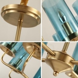 8 Ľahký retro rustikálny luxusný mosadzný závesný lampový luster so skleneným tienidlom