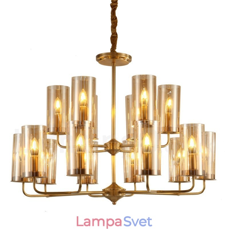 16 Ľahký retro rustikálny luxusný mosadzný závesný lampový luster so skleneným tienidlom