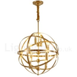 8 Ľahký retro rustikálny luxusný mosadzný závesný lampový luster