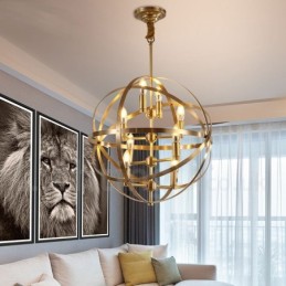 8 Ľahký retro rustikálny luxusný mosadzný závesný lampový luster