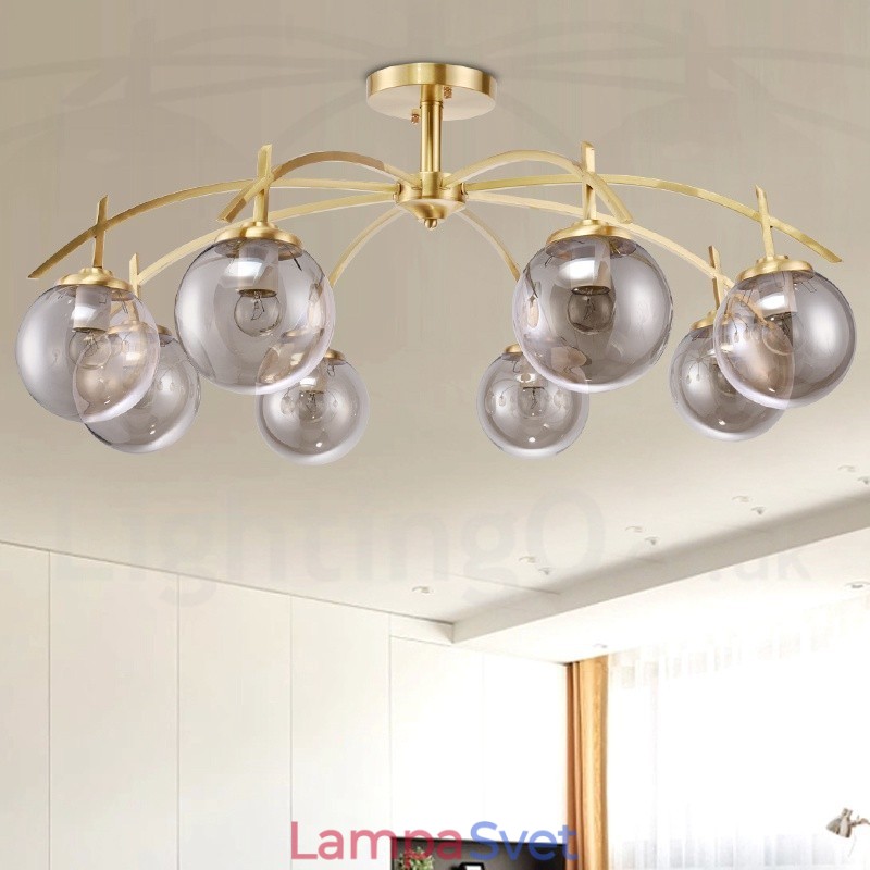 8 Ľahký retro rustikálny luxusný mosadzný závesný lampový luster so skleneným tienidlom