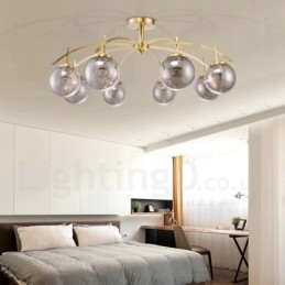 8 Ľahký retro rustikálny luxusný mosadzný závesný lampový luster so skleneným tienidlom