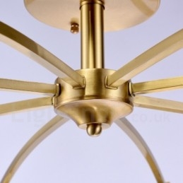 8 Ľahký retro rustikálny luxusný mosadzný závesný lampový luster so skleneným tienidlom