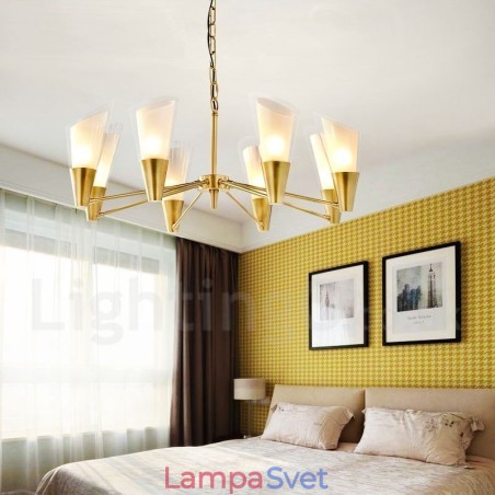 8 Ľahký retro rustikálny luxusný mosadzný závesný lampový luster so skleneným tienidlom 8 Ľahký retro rustikálny luxusný mosadzný závesný lampový luster so skleneným tienidlom
