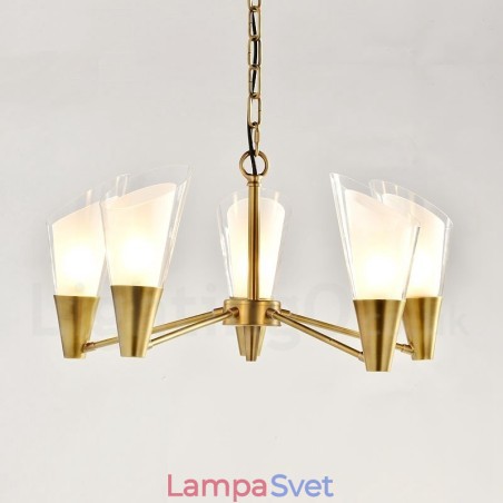 5 Ľahký retro rustikálny luxusný mosadzný závesný lampový luster so skleneným tienidlom 5 Ľahký retro rustikálny luxusný mosadzný závesný lampový luster so skleneným tienidlom