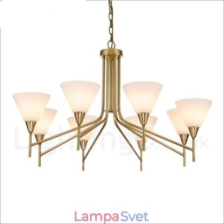 8 Ľahký retro rustikálny luxusný mosadzný závesný lampový luster so skleneným tienidlom 8 Ľahký retro rustikálny luxusný mosadzný závesný lampový luster so skleneným tienidlom