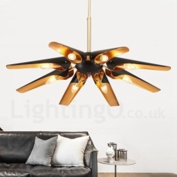 8 Ľahký retro rustikálny luxusný závesný luster z hliníkovej zliatiny s tienidlom z hliníkovej zliatiny