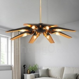 8 Ľahký retro rustikálny luxusný závesný luster z hliníkovej zliatiny s tienidlom z hliníkovej zliatiny
