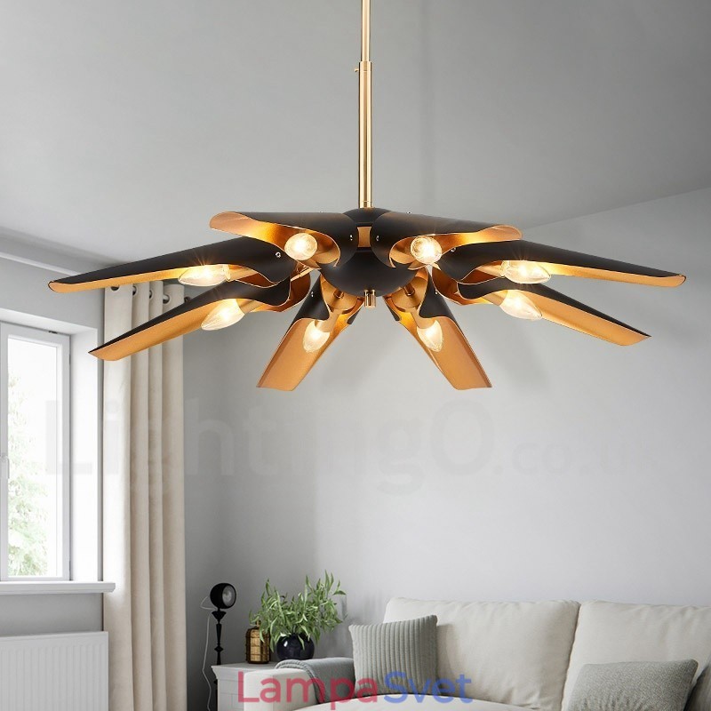 8 Ľahký retro rustikálny luxusný závesný luster z hliníkovej zliatiny s tienidlom z hliníkovej zliatiny