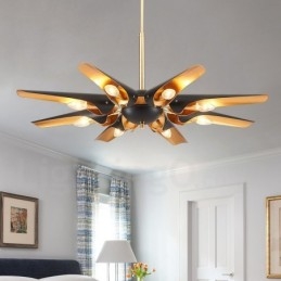 8 Ľahký retro rustikálny luxusný závesný luster z hliníkovej zliatiny s tienidlom z hliníkovej zliatiny