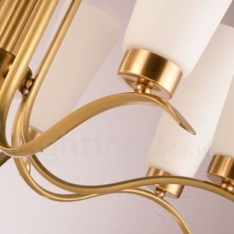 8 Ľahký retro rustikálny luxusný mosadzný závesný lampový luster so skleneným tienidlom