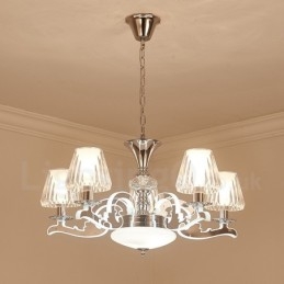 Retro rustikálny luxusný krištáľový závesný lampový luster so skleneným tienidlom