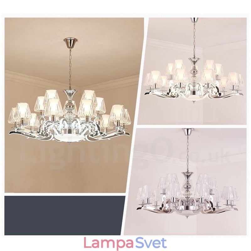 Retro rustikálny luxusný krištáľový závesný lampový luster so skleneným tienidlom