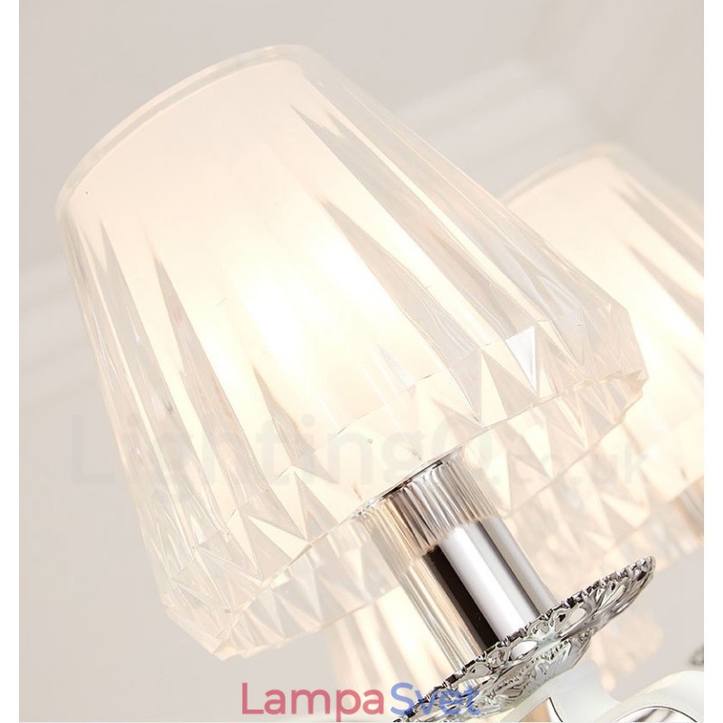 Retro rustikálny luxusný krištáľový závesný lampový luster so skleneným tienidlom