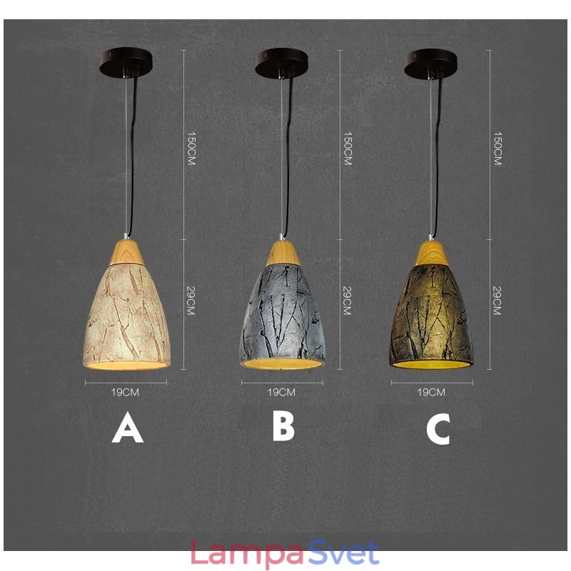 1 moderná moderná závesná stropná lampa z cementu