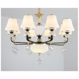 Moderný moderný retro luxusný krištáľový závesný lampový luster so skleneným tienidlom