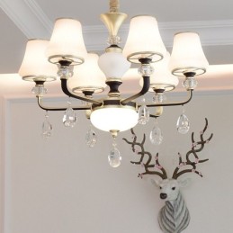 Moderný moderný retro luxusný krištáľový závesný lampový luster so skleneným tienidlom