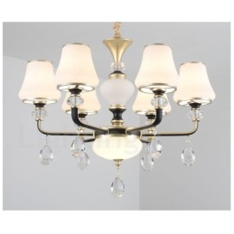 Moderný moderný retro luxusný krištáľový závesný lampový luster so skleneným tienidlom