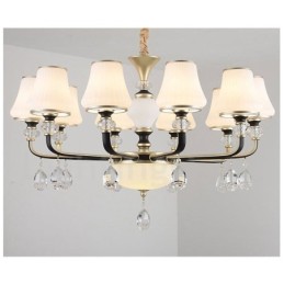 Moderný moderný retro luxusný krištáľový závesný lampový luster so skleneným tienidlom