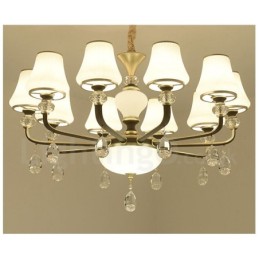 Moderný moderný retro luxusný krištáľový závesný lampový luster so skleneným tienidlom