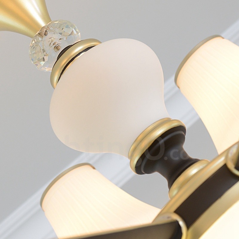 Moderný moderný retro luxusný krištáľový závesný lampový luster so skleneným tienidlom