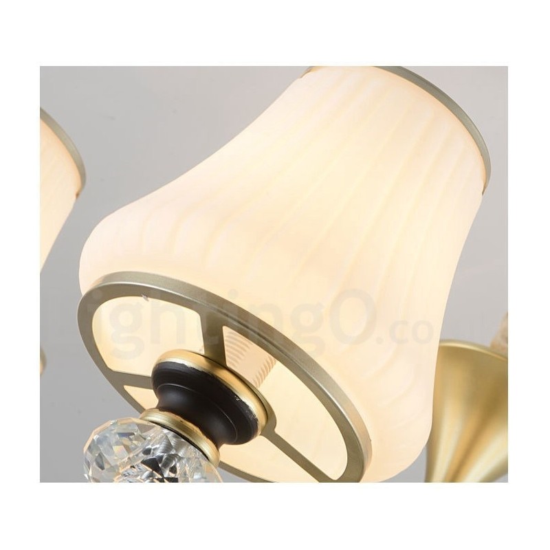 Moderný moderný retro luxusný krištáľový závesný lampový luster so skleneným tienidlom