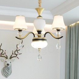 Moderný moderný retro luxusný krištáľový závesný lampový luster so skleneným tienidlom