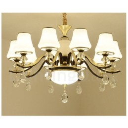 Moderný moderný retro luxusný krištáľový závesný lampový luster so skleneným tienidlom