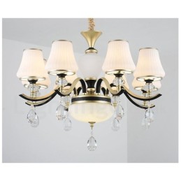 Moderný moderný retro luxusný krištáľový závesný lampový luster so skleneným tienidlom