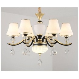 Moderný moderný retro luxusný krištáľový závesný lampový luster so skleneným tienidlom