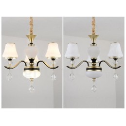 Moderný moderný retro luxusný krištáľový závesný lampový luster so skleneným tienidlom