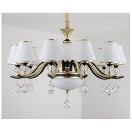 Moderný moderný retro luxusný krištáľový závesný lampový luster so skleneným tienidlom