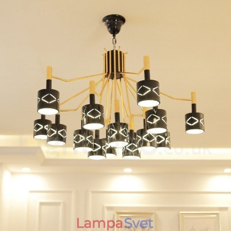 Moderný súčasný 15 ľahký oceľový luster s oceľovým tienidlom Moderný súčasný 15 ľahký oceľový luster s oceľovým tienidlom
