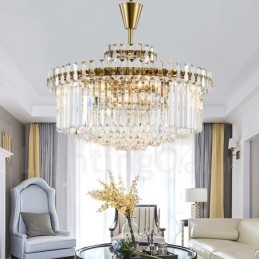 Moderné súčasné 9 ľahké oceľové závesné svietidlo s krištáľovým tienidlom