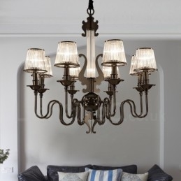 Moderný súčasný 8 ľahký oceľový luster s akrylovým tienidlom