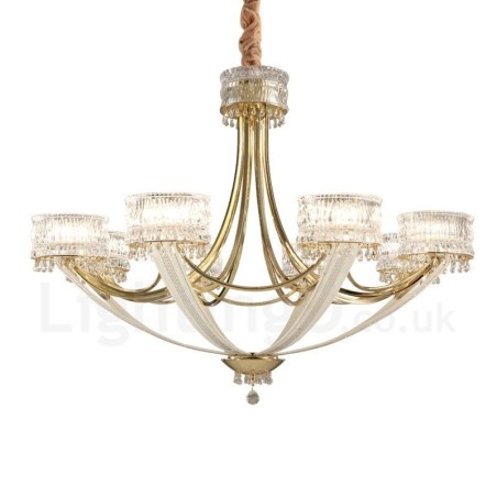 Moderný Contemporary 8 ľahký oceľový luster s krištáľovým tienidlom Moderný Contemporary 8 ľahký oceľový luster s krištáľovým tienidlom
