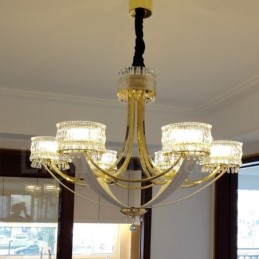 Moderný súčasný 6 ľahký oceľový luster s krištáľovým tienidlom