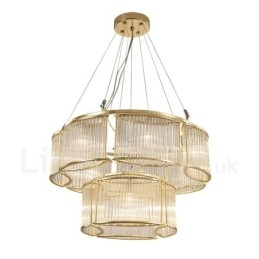 Moderné súčasné 11 ľahké oceľové závesné svietidlo s tienidlom CrystalGlass